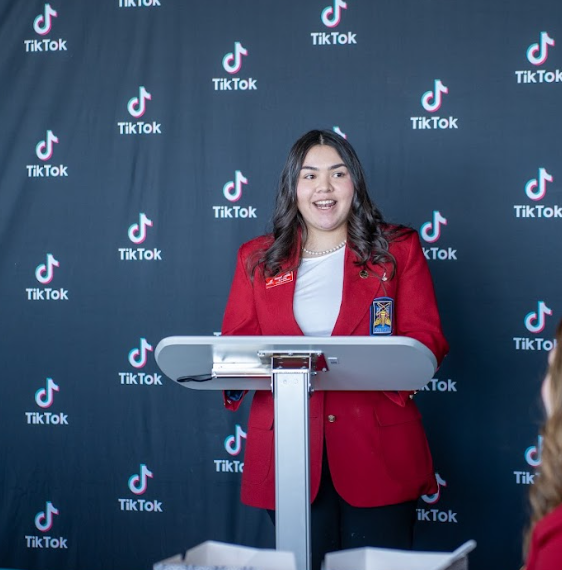 Hannah Castillo speaking at a conference